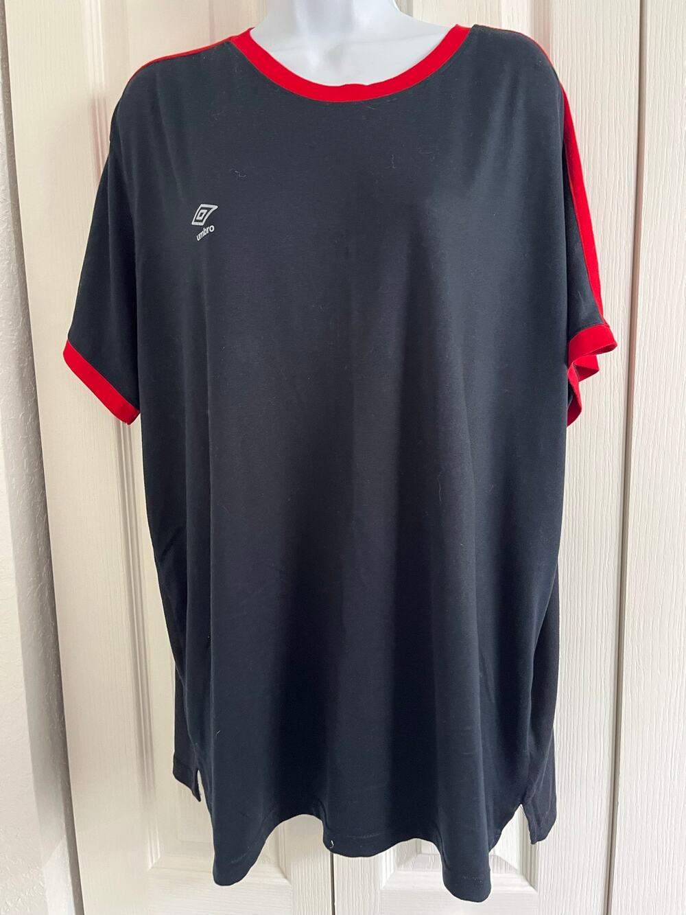 Umbro Black Red Ringer Athletic T-Shirt Men's XL Soccer Training Short Sleeve